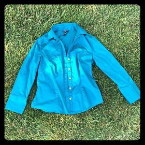 Ann Taylor Teal Button Up Top
